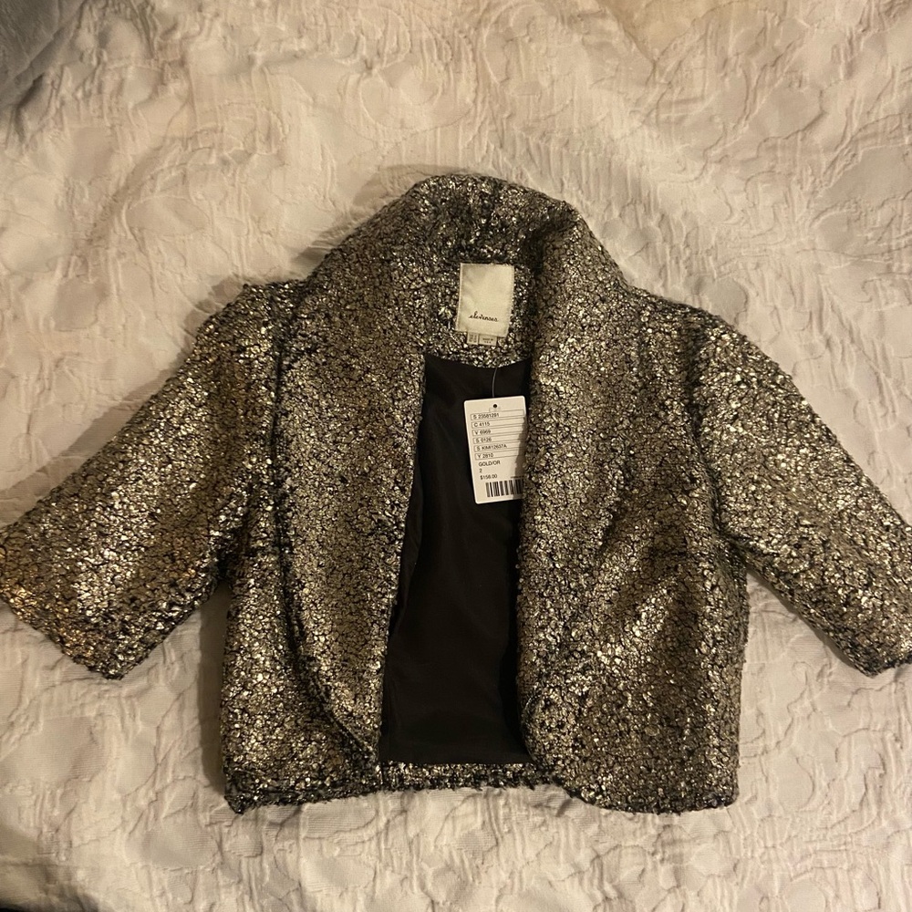 Elevenses by Anthropologie wool metallic shrug